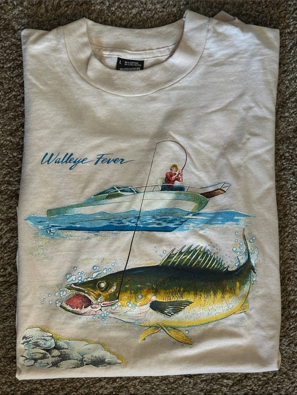 Walleye Fever Vintage Peach Tee
